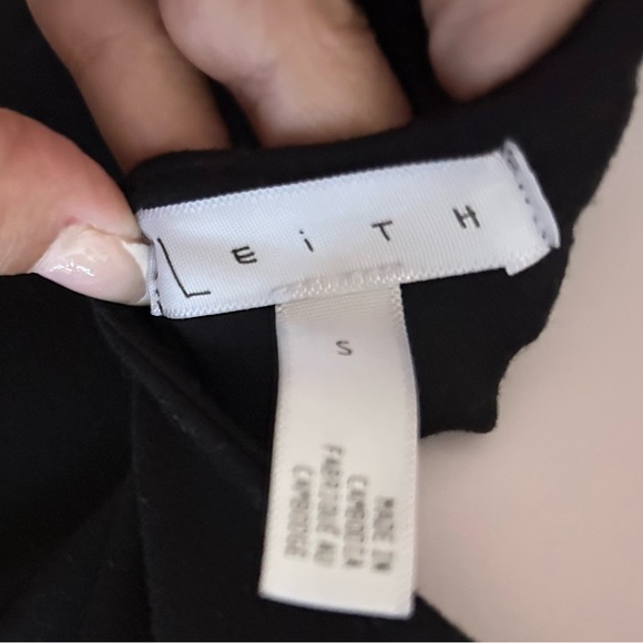 Leith Black Dress Midi Scoop Neck Side Slit - Picture 10 of 10